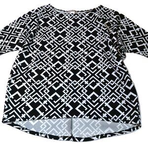 Women's Jersey Top LARGE Black-White 3/4 sleeve